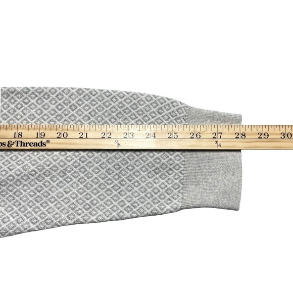 Brooks Brothers Mens XXL Supima Cotton Cashmere V-Neck Sweater Grey Diamond Knit - Picture 11 of 12